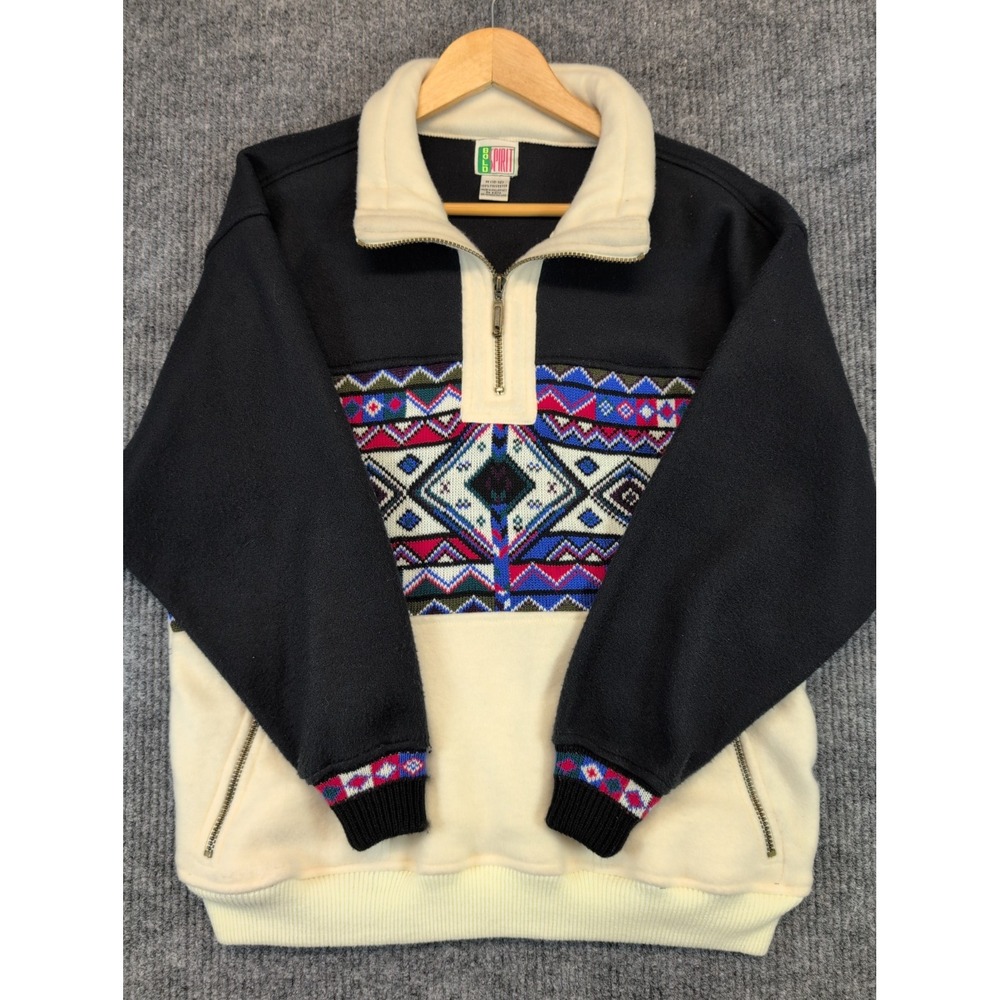 BOLD SPIRIT 1/4 Zip Pullover Women's M 10-12 Geometric Pattern